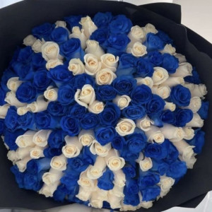 101 премиум роза синие и белые