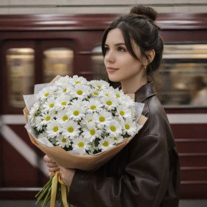 Букет 9 веток ромашковой хризантемы